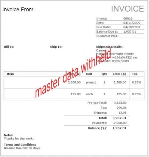 invoice without master data